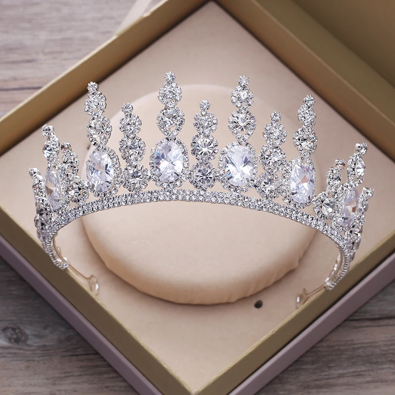 Europeus lindo Cristal Nupcial do casamento Acessórios Do Cabelo Do Casamento Coroa Tiara de Strass Concurso Miss Universo  (7)
