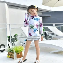 Детский раздельный купальный костюм, детский купальный костюм, купальник из двух частей для девочек, купальник для маленьких девочек с цветочным рисунком