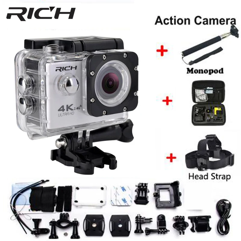 

HD Action Camera wifi for go pro hero 4 Extreme Sports cam Video 1080P 30m Waterproof sports camrea Extra head strap+bag+Monopod