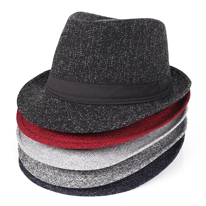 Осень, Зимняя мужская шляпа-федора, черная, sombrero, Fedora hombre, Ретро стиль, Дерби, джаз, шляпа, Трилби, красная