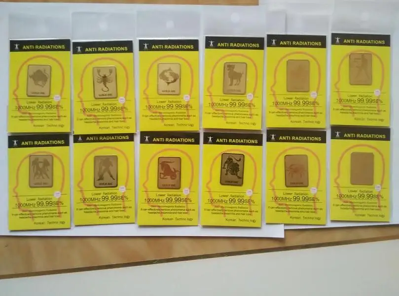 

Wholesale cell phone sticker -zodiac 24K gold mobile phone anti radiation sticker anti radiation chip120pcs/lot free shipping
