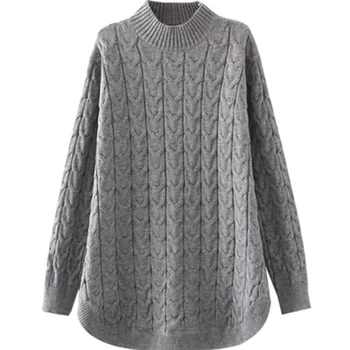 

2018 High Quality Autumn Turtleneck Sweaters Women Plus Size 2XL-4XL Fashion Female Casual Long Knitting Sweater Pullovers F226