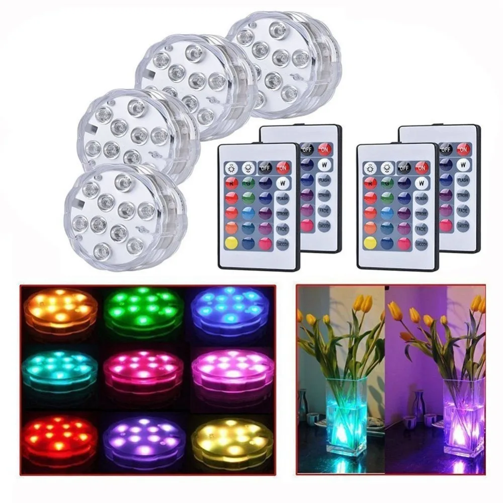 Underwater Light Submersible Vase Remote Rgb Candle Light Battery
