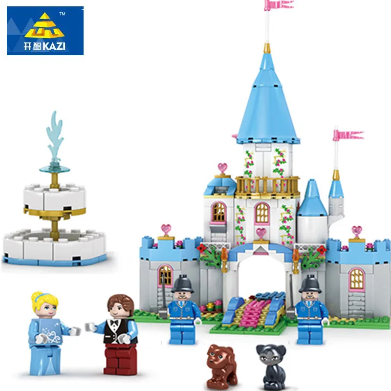 

KAZI Christmas Gifts Toys For Child Cinderella Princess Series Romantic Castle Model Building Bricks Girl Blocks Bricks Toys