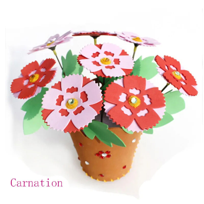 Pot de fleurs fait main de maternelle EVA pour le paquet de matériel de bricolage en pot colle de coupe libre