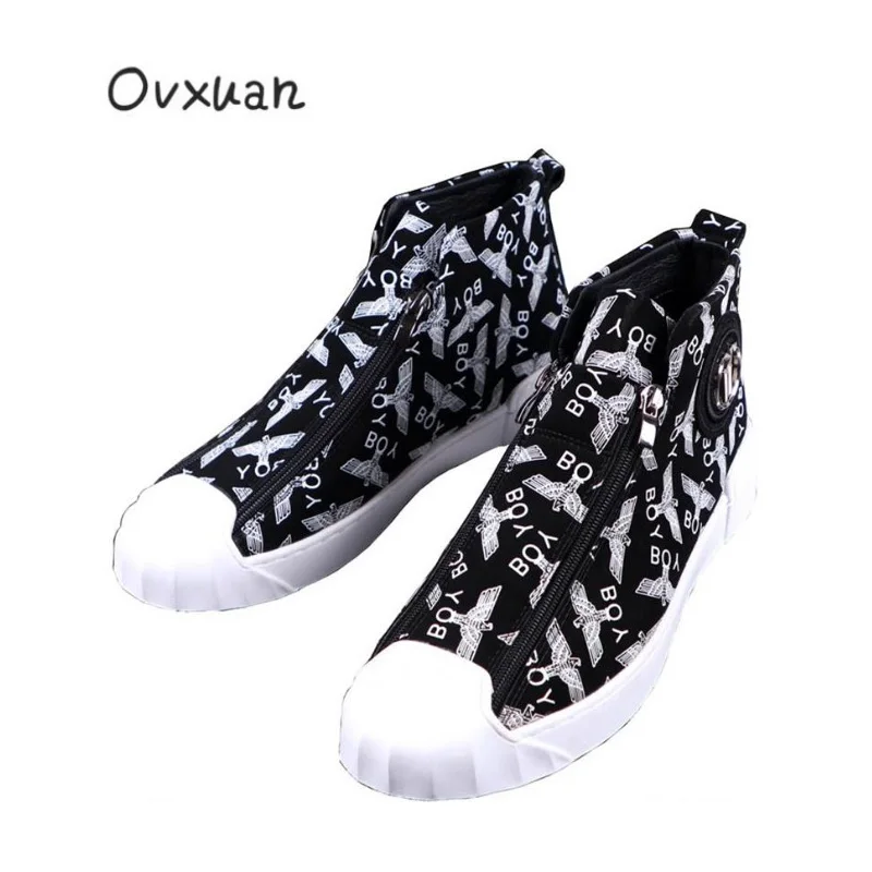 

Wholesale Shell Cap Men Loafers Sheet Metal Gold Eagle Zip High Top Men Shoes Casual Leisure Hip Hop Flats Sneakers botas Hombre