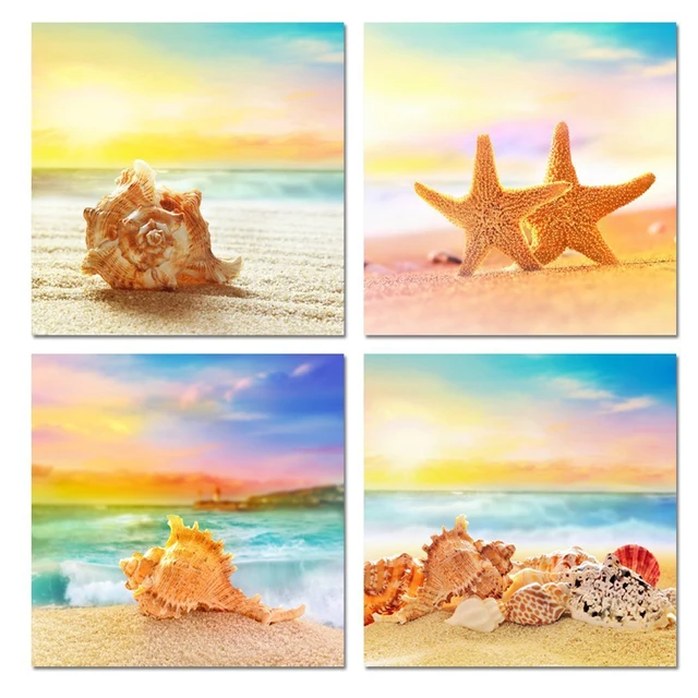 4 Piece Modern Canvas Seascape Prints Beautiful Beach Scenes 4 Piece Modern Canvas Seascape Prints Beautiful Beach Scenes Picture Wall Art Painting For