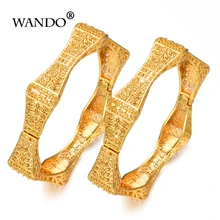 WANDO 2 шт./партия геометричные, многоугольные браслеты, эфиопское золото, цветной Открытый браслет с листьями, ювелирные изделия, Дубай, свадебный подарок b151