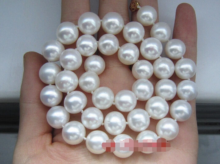 

Classic 10-11mm AAA White Akoya Sea Pearl 14K Gold Clasp Necklace 18"^^^@^Noble style Natural Fine jewe FREE SHIPPING