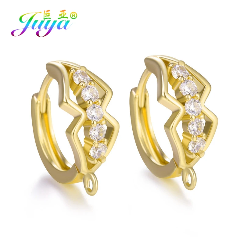 

Juya DIY Women Dangle Crystal Agate Tassels Earrings Making Components Cubic Zirconia Basic Bail Hoop Earring Hooks Accessories