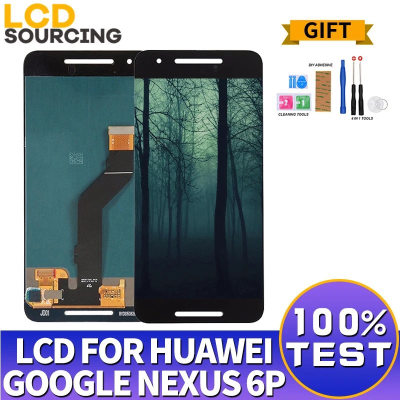 ЖК-дисплей 5 7 дюйма для Huawei Google Nexus 6 P сенсорный ЖК-экран с дигитайзером и рамкой в