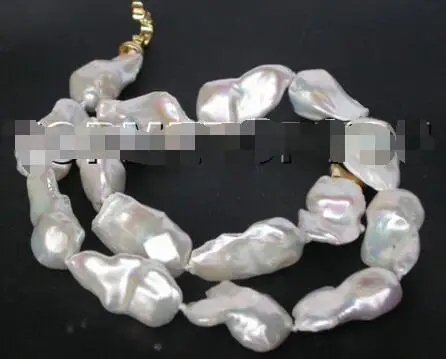 

Free shipping hot sale Women Bridal Wedding Jewelry >>WOW Luster 28mm natural white Reborn Keshi pearls necklace E1340