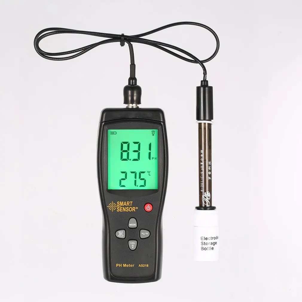 

Smart Sensor AS218 Digital PH Meter Range 0.00~14.00pH Soil PH Tester Water PH Acidity Meter LCD Display Liquid PH Meter
