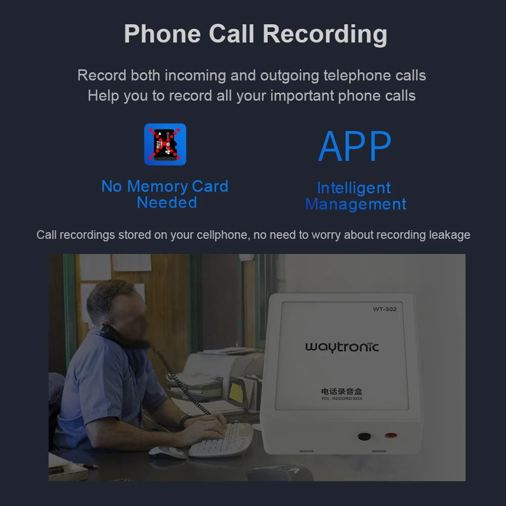 RJ11 Port Landline Telephone Call Recorder Box