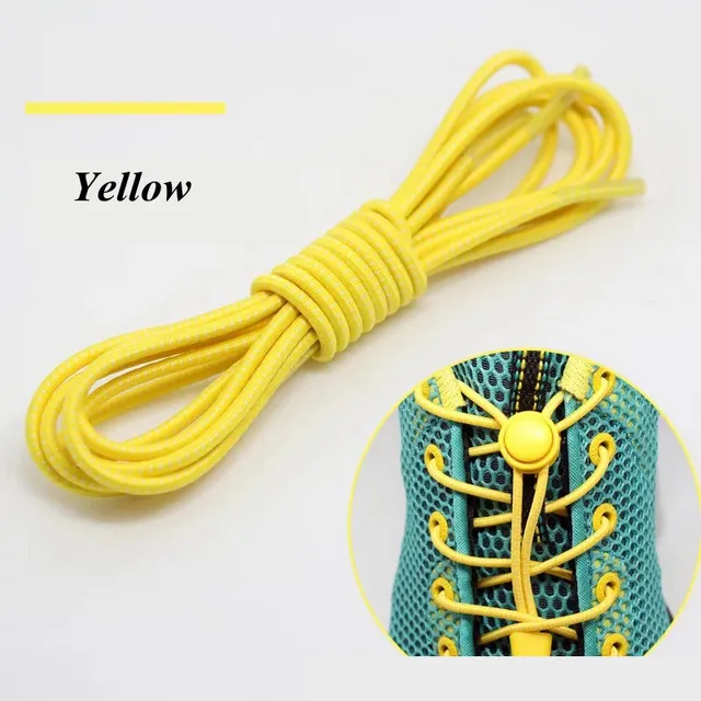 1 Pair Sports Elastic ShoeLaces No tie Shoe Laces Kids Adult Lazy Locking laces Shoe accessories lacets elastique chaussure Yellow
