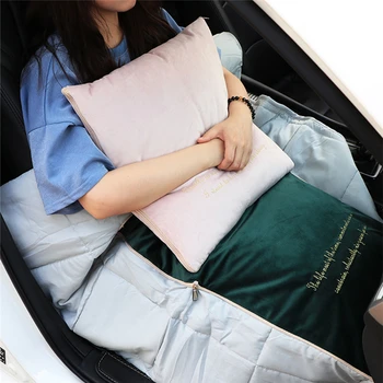 

Interior Auto Lumbar Support Throw Pillow Convertible Travel Blanket Office, Household Articles