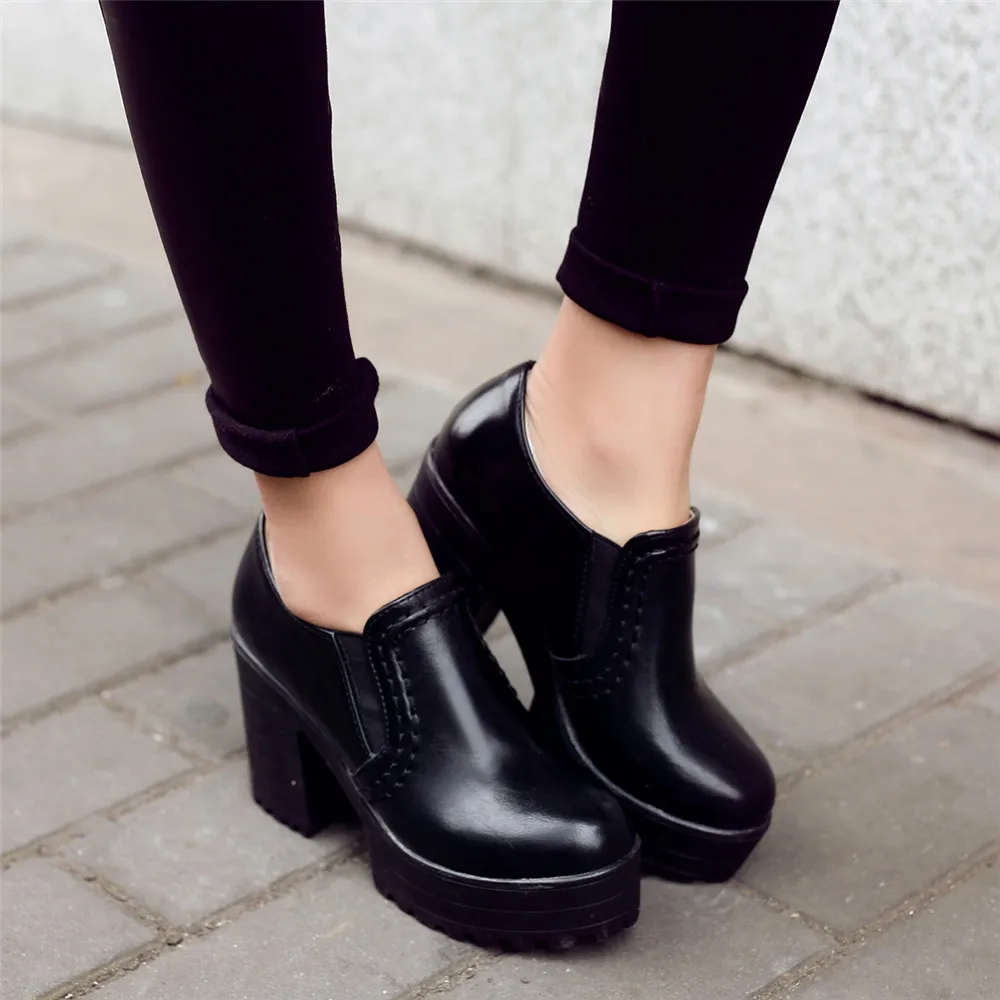 ASUMER/Модная Осенняя обувь черного, винного, красного, серого цвета повседневная женская обувь на высоком квадратном каблуке с круглым носком на платформе