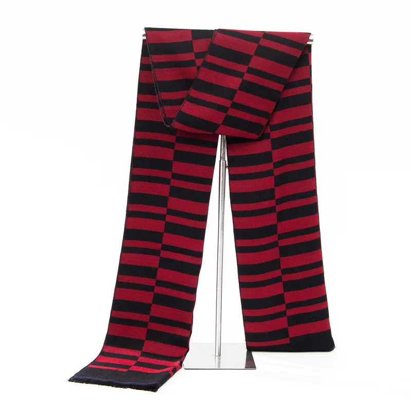 Stripe Black Red Мужской повседневный кашемировый шарф, мужской модный шарф в клетку, 30 см* 180 см, зимний теплый Гладкий мужской шарф - Цвет: Stripe Black Red