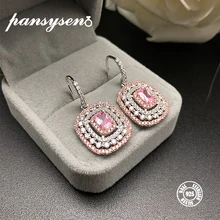 PANSYSEN Authentic 925 Sterling Silver Fashion Rectangle Drop Earring With Clear CZ Women Jewelry Earrings Luxury Brand Gift PANSYSEN Authentic 925 Sterling Silver Fashion Rectangle Drop Earring With Clear CZ Women Jewelry Earrings Luxury Brand Gift