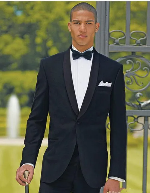 

2018 New Spring Style Black Shawl Lapel One Button Groom Tuxedos Groomsmen Men Suits Wedding Clothes 2 Psc(Jacket+Pants+Tie)