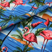 Фламинго и кокосовые пальмы реактивной окраски стрейч хлопок ткань для semmer платье Базен riche getzner telas por metro DIY