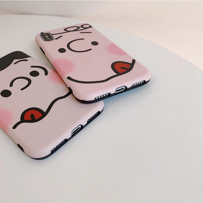 Super cute cartoon avatar for iphone 7 case silicone soft matte expression couple cover for iPhone 6s 7 8 plus X XR XS MAX funda