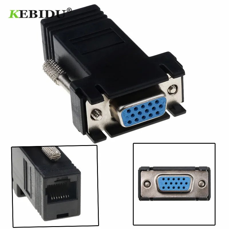 Kebidu штекер к локальной сети CAT5 CAT6 RJ45 сетевой Ethernet кабель Женский адаптер RJ45 К VGA удлинитель компьютер дополнительный переключатель адаптер