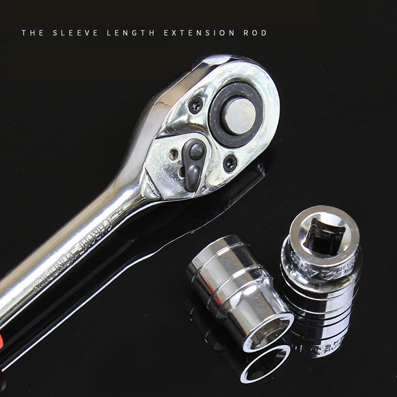 12Pcs Socket Wrench Set CR-V Drive Ratchet Wrench Spanner for Bicycle Motorcycle Car Repairing Tool Set Common Sockets 1/4Inch 