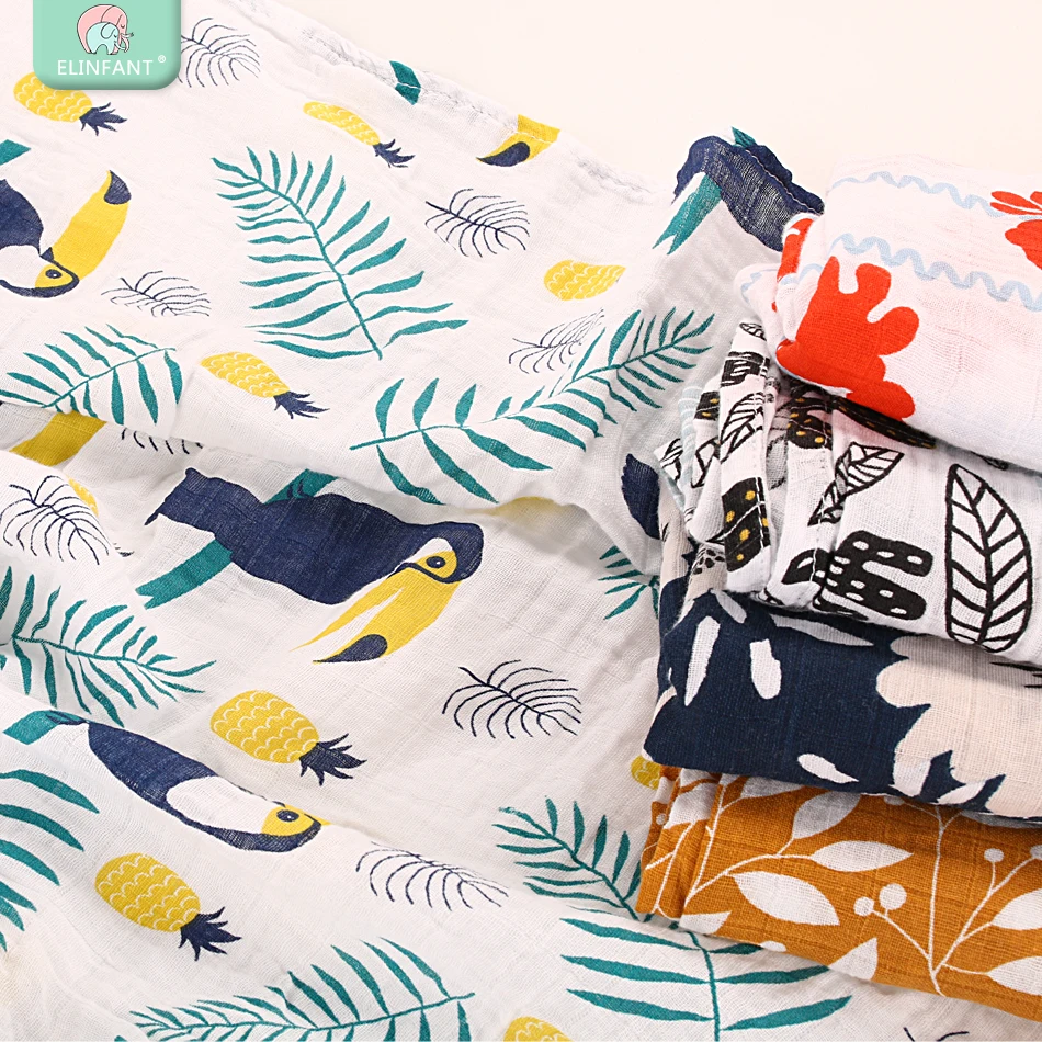 

Elinfant 2pcs Muslin Cotton Swaddles washable baby blankets For Newborn Baby Blankets Black & White Gauze Bath Towel