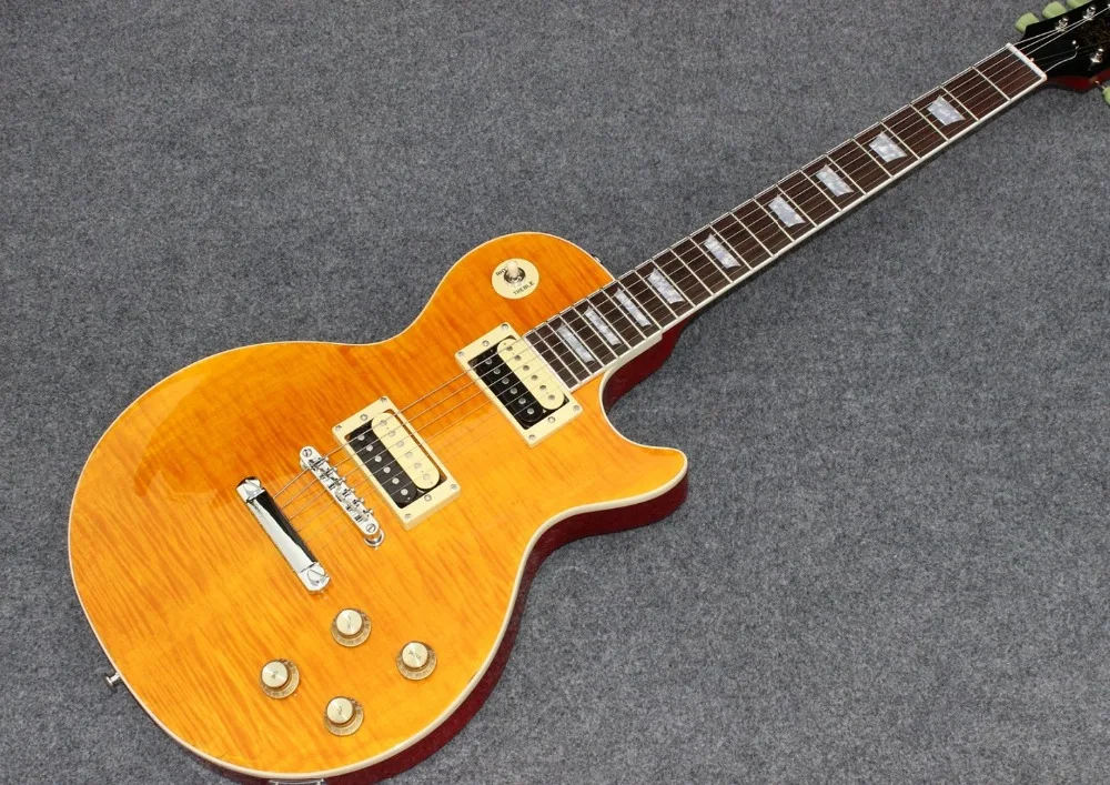 High quality Sla Signature guitar,tiger flame maple electric guitar,yellow and red color , many colors guitarra High quality Sla Signature guitar,tiger flame maple electric guitar,yellow and red color , many colors guitarra
