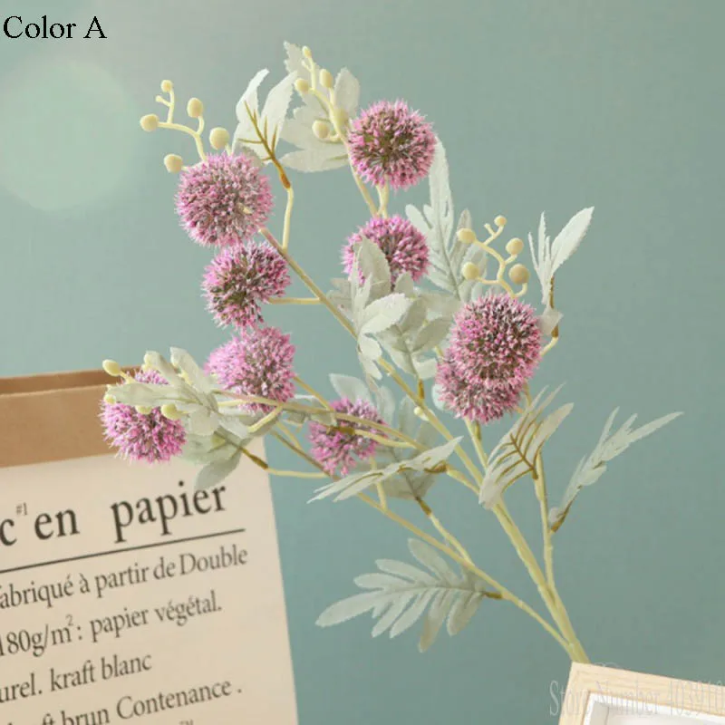 

88cm 10 head artificial plastic thorn ball with leaf pompom DIY wedding home Christmas Garden Hotel soft decor artificial plants