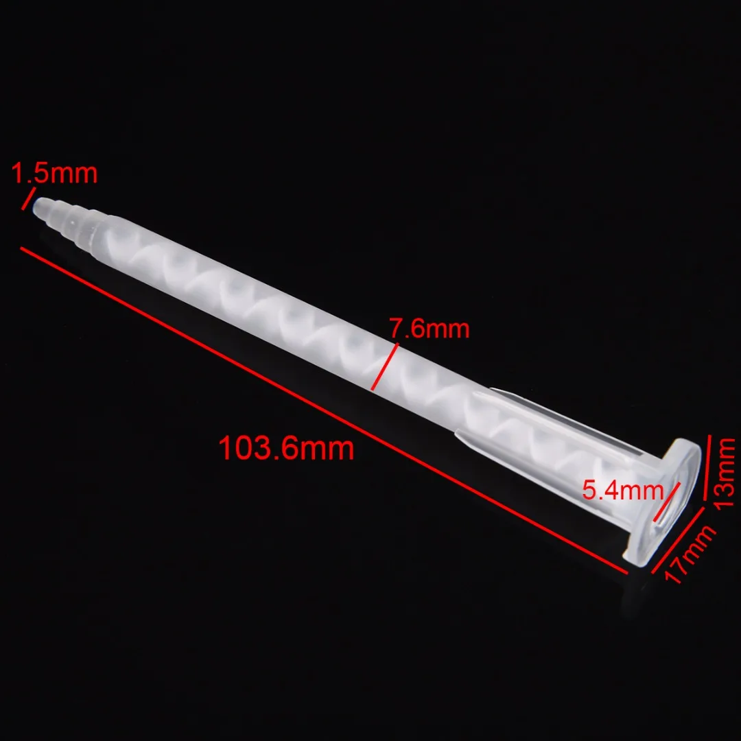 50pcs MA5.4-17S PP Static Mixer Mixing Nozzle AB Plastic Mixed Glue Nozzle 103.6mm for Epoxy Resin Adhesive Tool 50ml