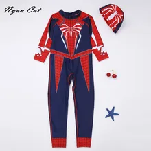 Цельный купальный костюм для маленьких мальчиков детский купальный костюм для серфинга с защитой от ультрафиолета, детская одежда для купания с изображением Железного человека детский купальный костюм для серфинга