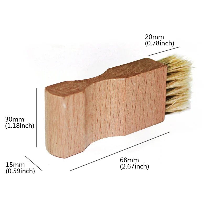 1pcs Beech Handle Shoes Shine Brush Polish Pig Bristle Hair Buffing Brush Mini Shoes Oil
