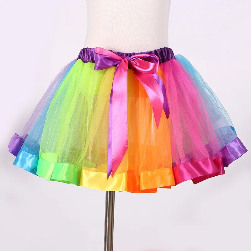 

Girls' Rainbow Tutu Skirt Half-body Skirt Children's Ballet Dance Skirt Yarn Lolita Girls