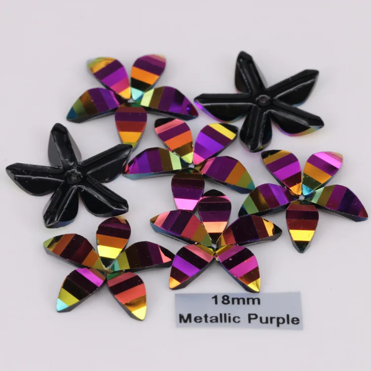 50 шт./лот, 18 мм черное металлическое покрытие с плоской задней стороной цветок баухинии смолы пришить камни - Цвет: Metallic Purple