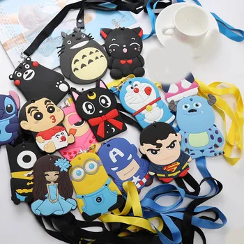 

Cartoon Cat Stitch Batman Silica Gel Lanyard Credit Card ID Holder Bag Student Women Travel Bank Bus Business Card Cover Badge