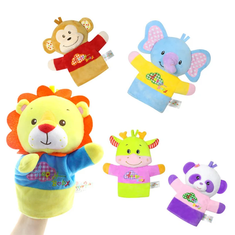 

Cute Baby Hand Puppet Interaction Doll Toy Monkey Lion Monkey Panda Elephant Grasping Comforting Plush Toy Doll