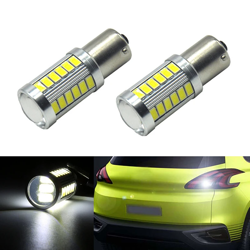 2x New White 1156 BA15S P21W LED Car Bulb Reverse Light For peugeot 307