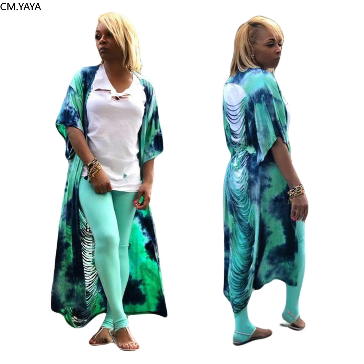 

2018 Summer cloak Cardigan Smock Poncho Tie Dye Print hole short sleeve women Elephant coat outerwear Trench vintage coat GLM930