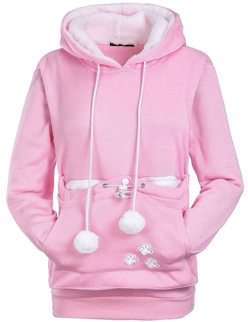 

women sweatshirts korea style hoodies cartoon dog long sleeve pullover hooded hot sales big pockets pink woman clothes harajuku