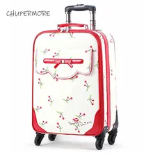 Для милых девочек розовый посадки 16/20/24 дюйма для женщин кожаный набор прокатки Чемодан spinner бренд дорожного чемодана