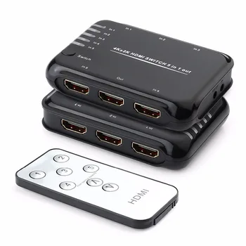 

Tomsenn Intelligent 5 Port HDMI Switch 5x1, Supports 4K, Full HD1080p, 3D with IR Remote and AC Adapter