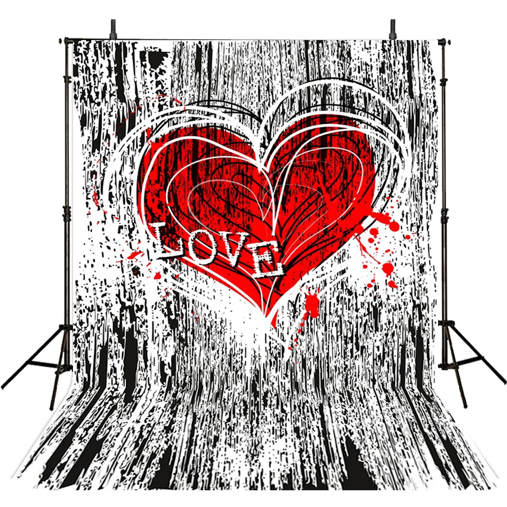 Hot Black White Photography Backdrops Love Heart Backdrop For Valentine's Day Background Photo Studio | Электроника