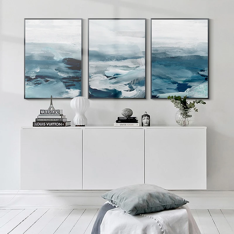 

Modern Canvas Painting Wall Art Picture Print for Living Room Decorative Blue Sea Abstract Bedroom Home Decor Painting Poster