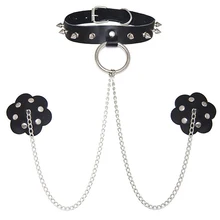 Сексуальный Fantaisie воротник Pasties самоклеющиеся соски крышка цепи груди Лепестки Фетиш груди Tepel крышка наклейка бюстгальтер аксессуары