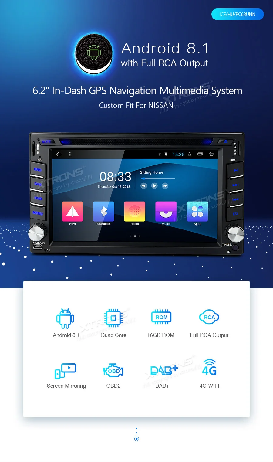 Top 6.2" Android 8.1 OS Car DVD Multimedia Navigation GPS Radio for Nissan Tiida 2004-2010 & Terrano 2005-2010 & Patrol 2004-2010 1