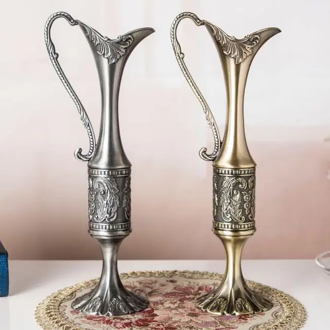 

Height 25cm Vintage Home Decor Tabletop Metal Vase Art Decoration Retro Flower Vases Gift