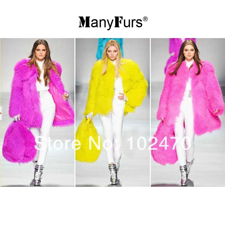 ManyFurs-Free Shipping Genunie100% Mongolian Sheep long Fur Coat Lamb fur Jacket many colors to be choiece size : S-XXL | Женская одежда