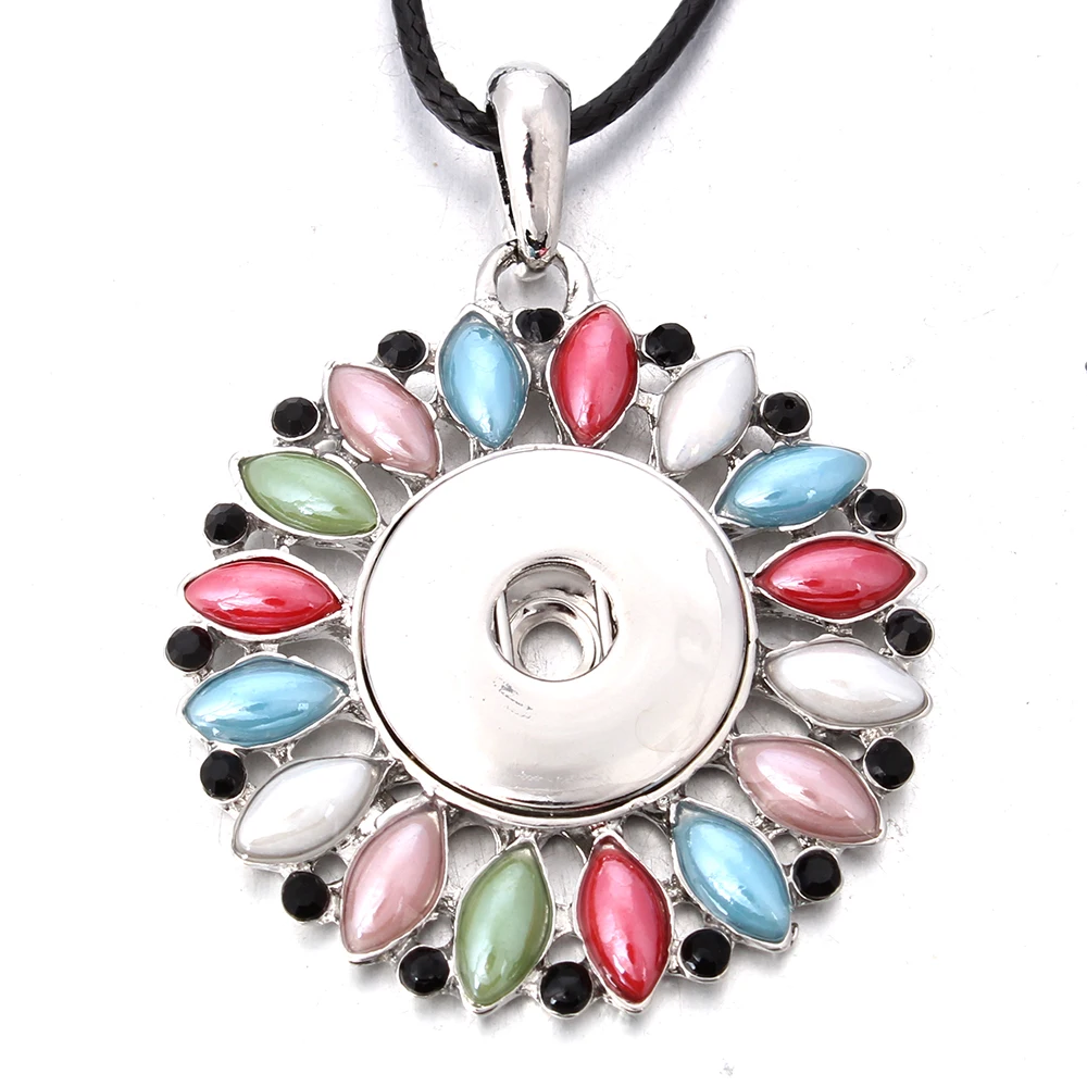 

2019 New Flower Snap Button Necklace with Chain Vintage Metal Snap Pendant Necklace fit 18mm 20mm Snap Button Jewelry For Women